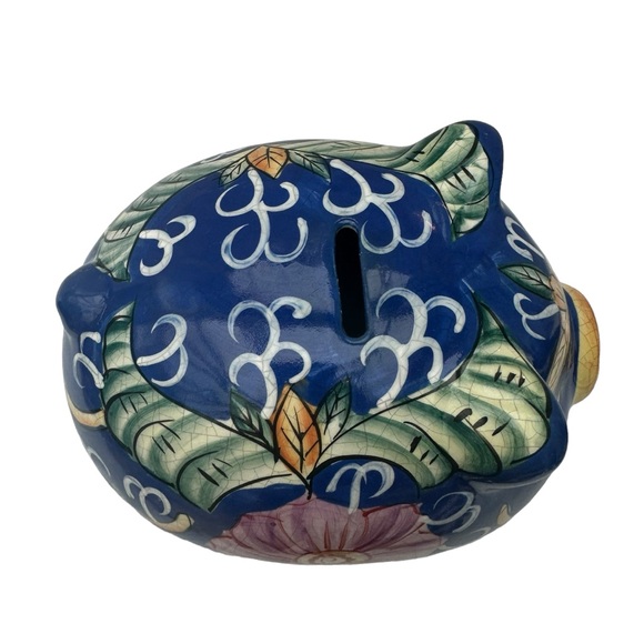 Floral Painted Piggy Bank - Picture 4 of 7
